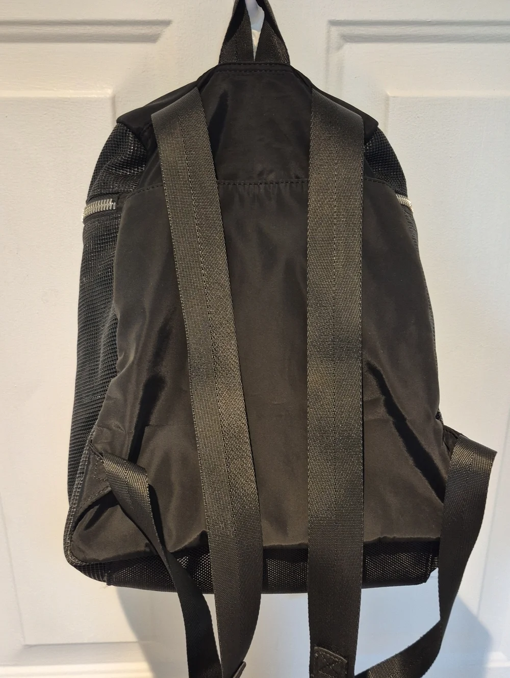 Athleta Black Mesh Zip-Top Backpack